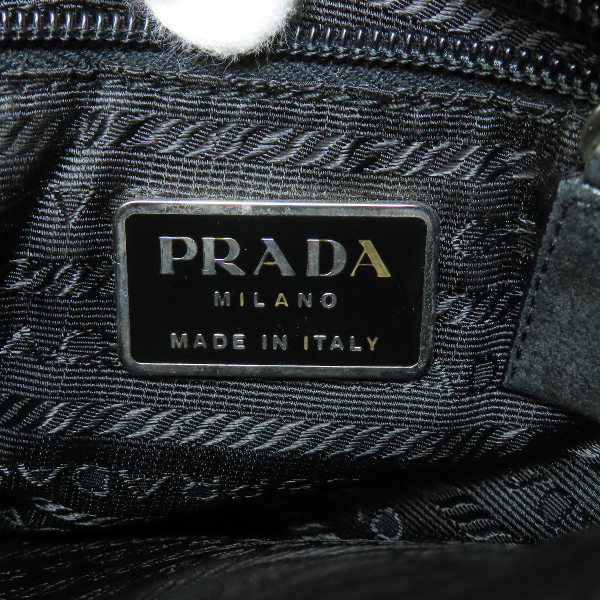 PRADA Shoulder Bag Suede black logo