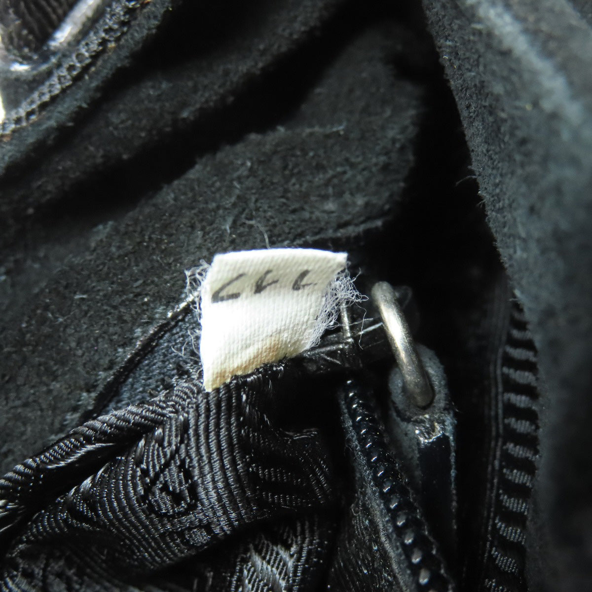 PRADA Shoulder Bag Suede black logo