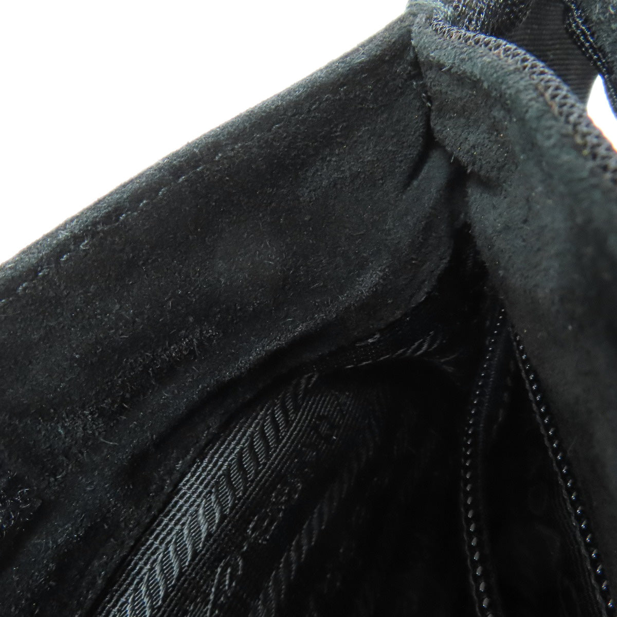PRADA Shoulder Bag Suede black logo