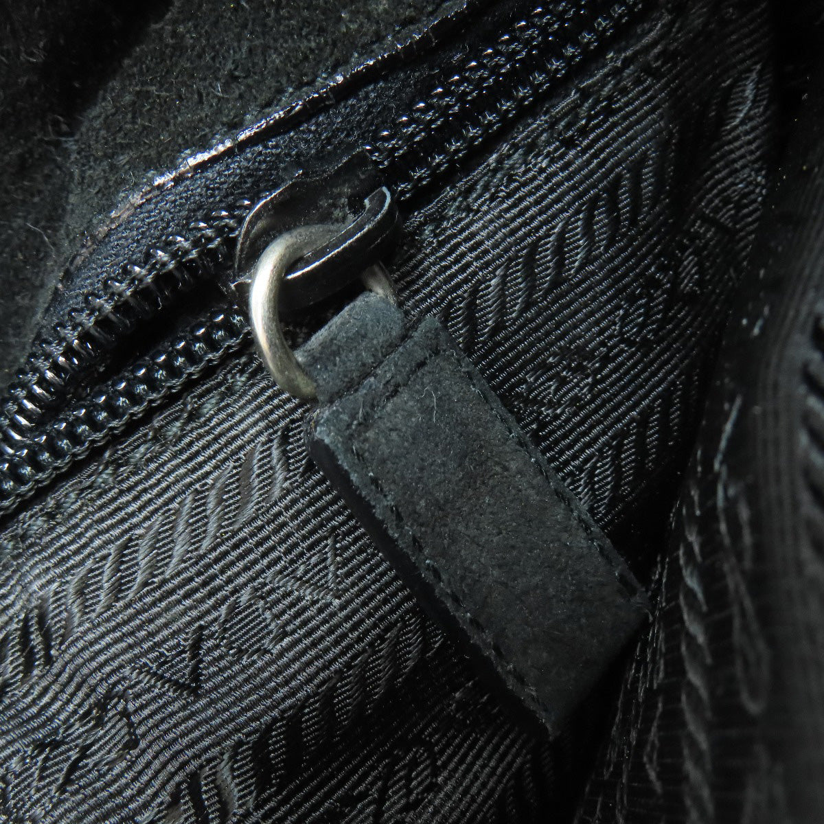 PRADA Shoulder Bag Suede black logo