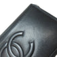 CHANEL Long Wallet Purse Calfskin black COCO Mark SilverMetal
