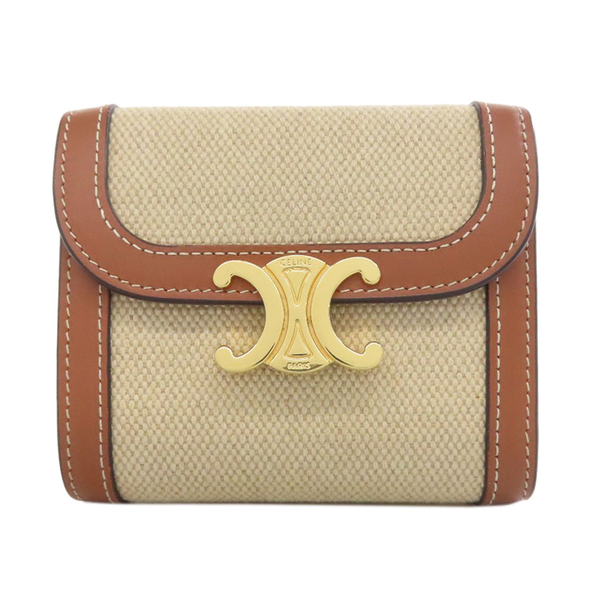 CELINE Bifold Wallet canvas Brown Triomphe