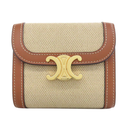 CELINE Bifold Wallet canvas Brown Triomphe