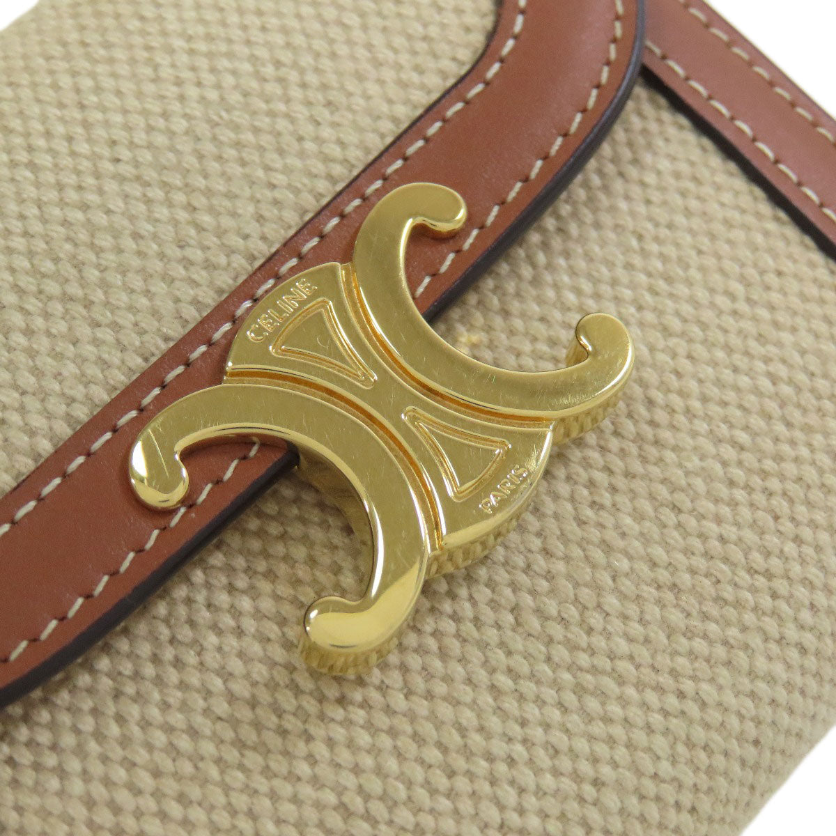 CELINE Bifold Wallet canvas Brown Triomphe