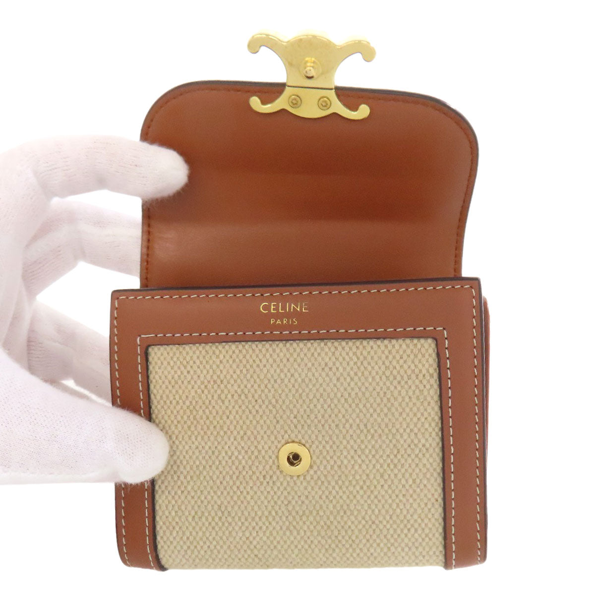CELINE Bifold Wallet canvas Brown Triomphe