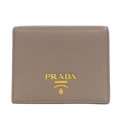 PRADA Bifold Wallet leather beige logo
