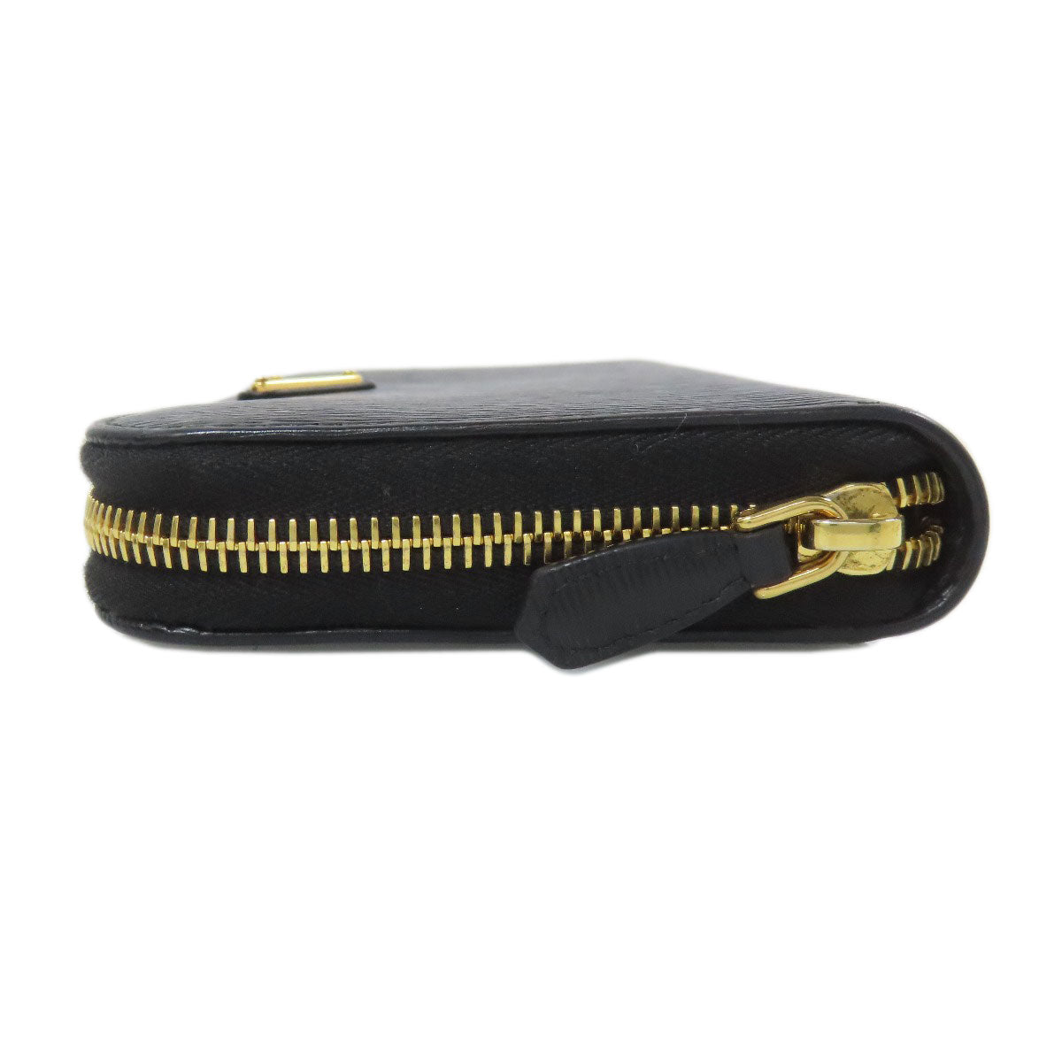 PRADA Long Wallet Purse leather black logoMetal Women Used Authentic