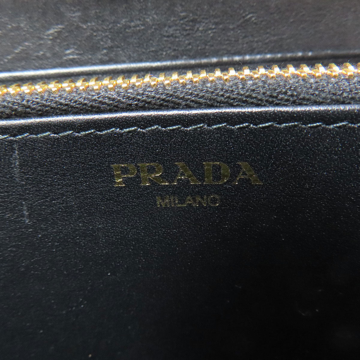 PRADA Long Wallet Purse leather black logoMetal Women Used Authentic