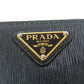 PRADA Long Wallet Purse leather black logoMetal Women Used Authentic