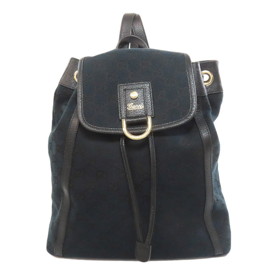 GUCCI Backpack 141642 canvas black GG Women Used Authentic