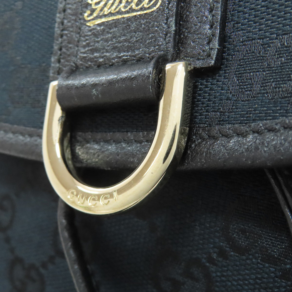 GUCCI Backpack 141642 canvas black GG Women Used Authentic