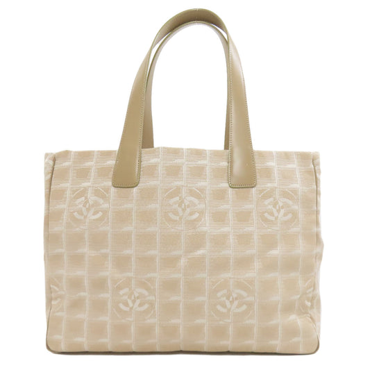 CHANEL Tote Bag Nylon jacquard beige New Travel Line MM