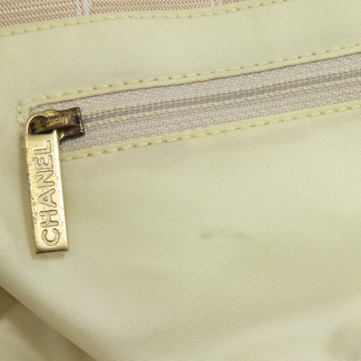 CHANEL Tote Bag Nylon jacquard beige New Travel Line MM