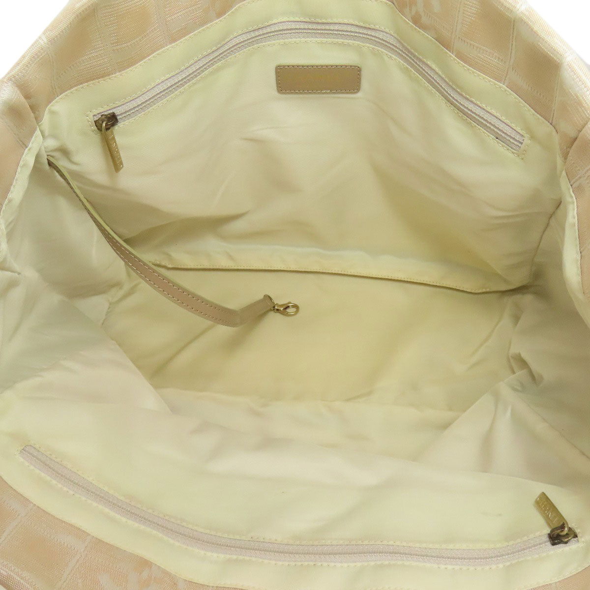 CHANEL Tote Bag Nylon jacquard beige New Travel Line MM