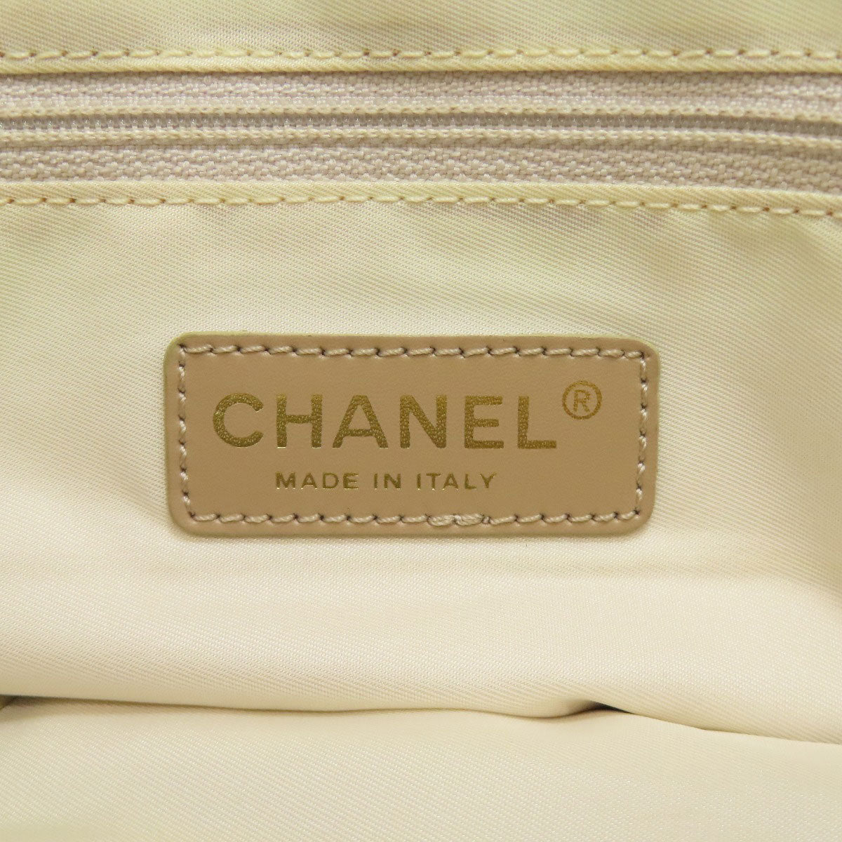 CHANEL Tote Bag Nylon jacquard beige New Travel Line MM