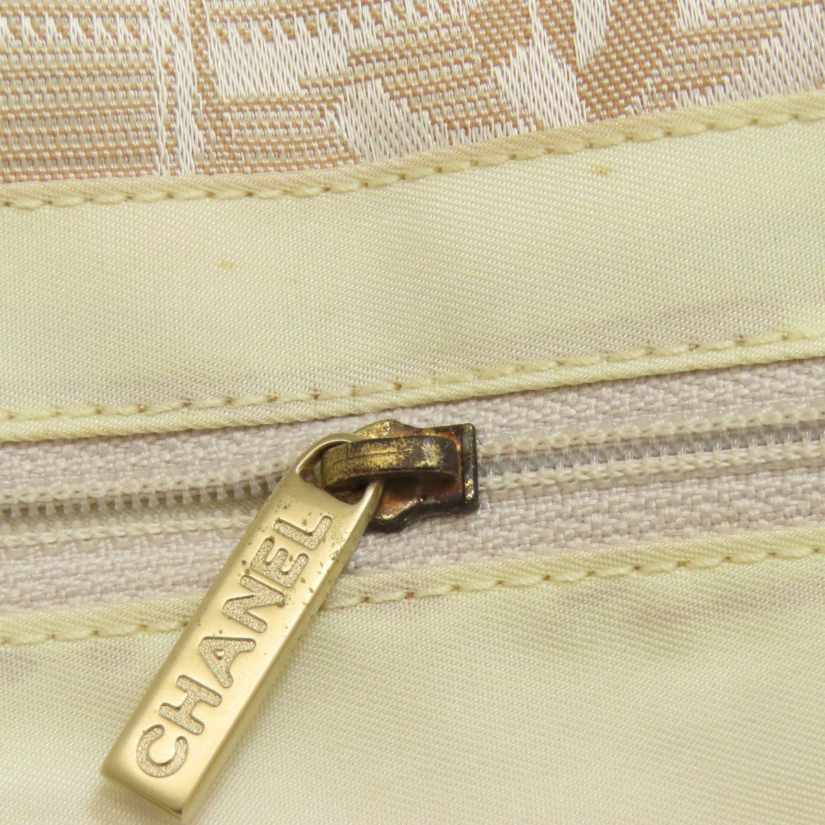 CHANEL Tote Bag Nylon jacquard beige New Travel Line MM