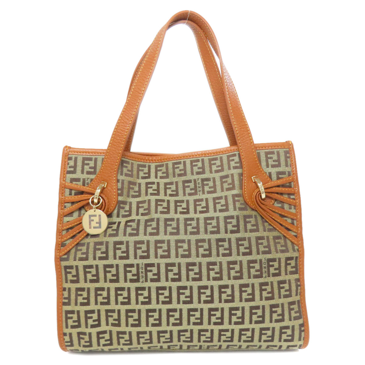 FENDI Handbag canvas Brown Zucca Pattern Women Used Authentic