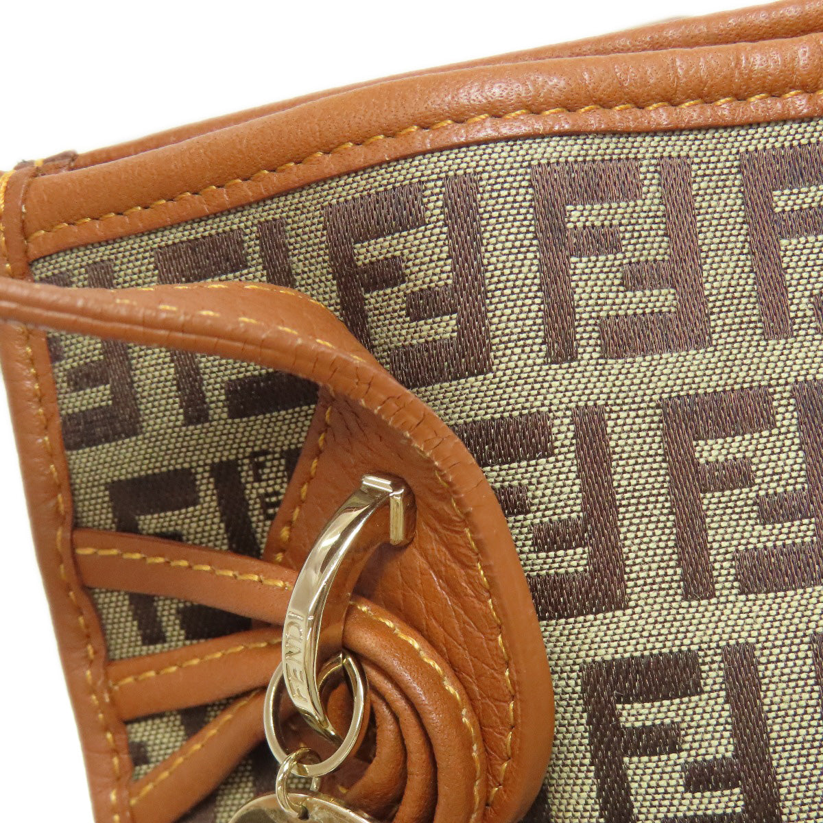 FENDI Handbag canvas Brown Zucca Pattern Women Used Authentic