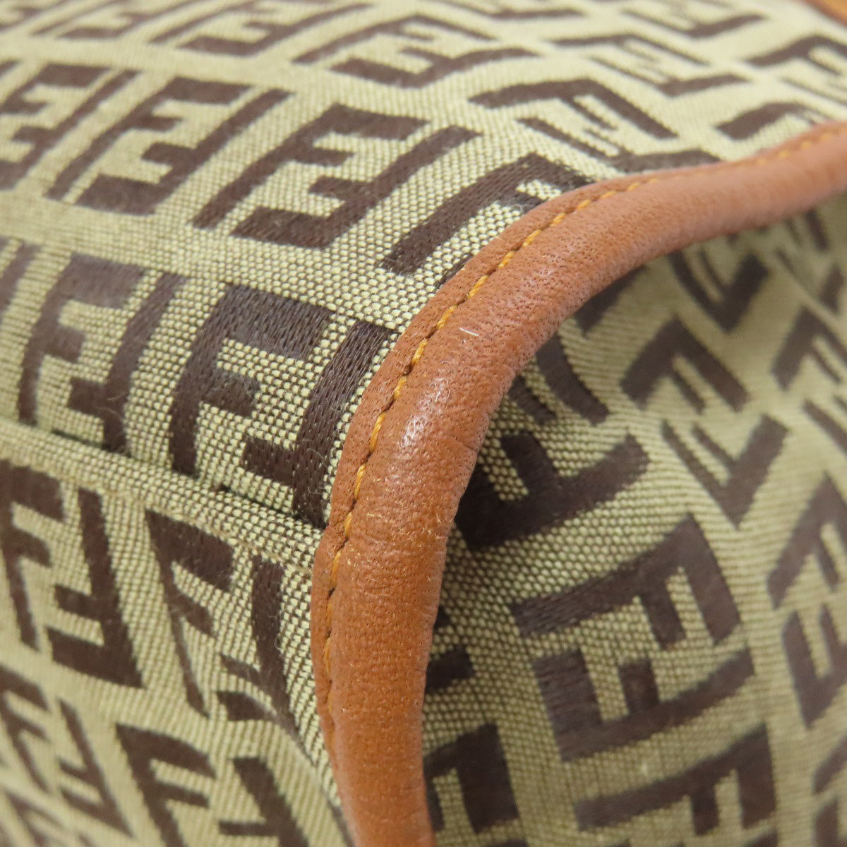 FENDI Handbag canvas Brown Zucca Pattern Women Used Authentic