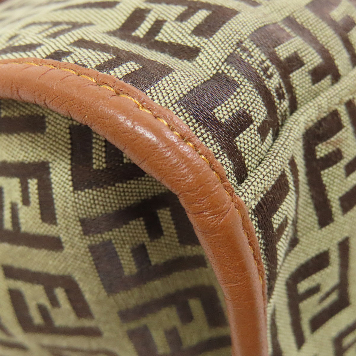 FENDI Handbag canvas Brown Zucca Pattern Women Used Authentic