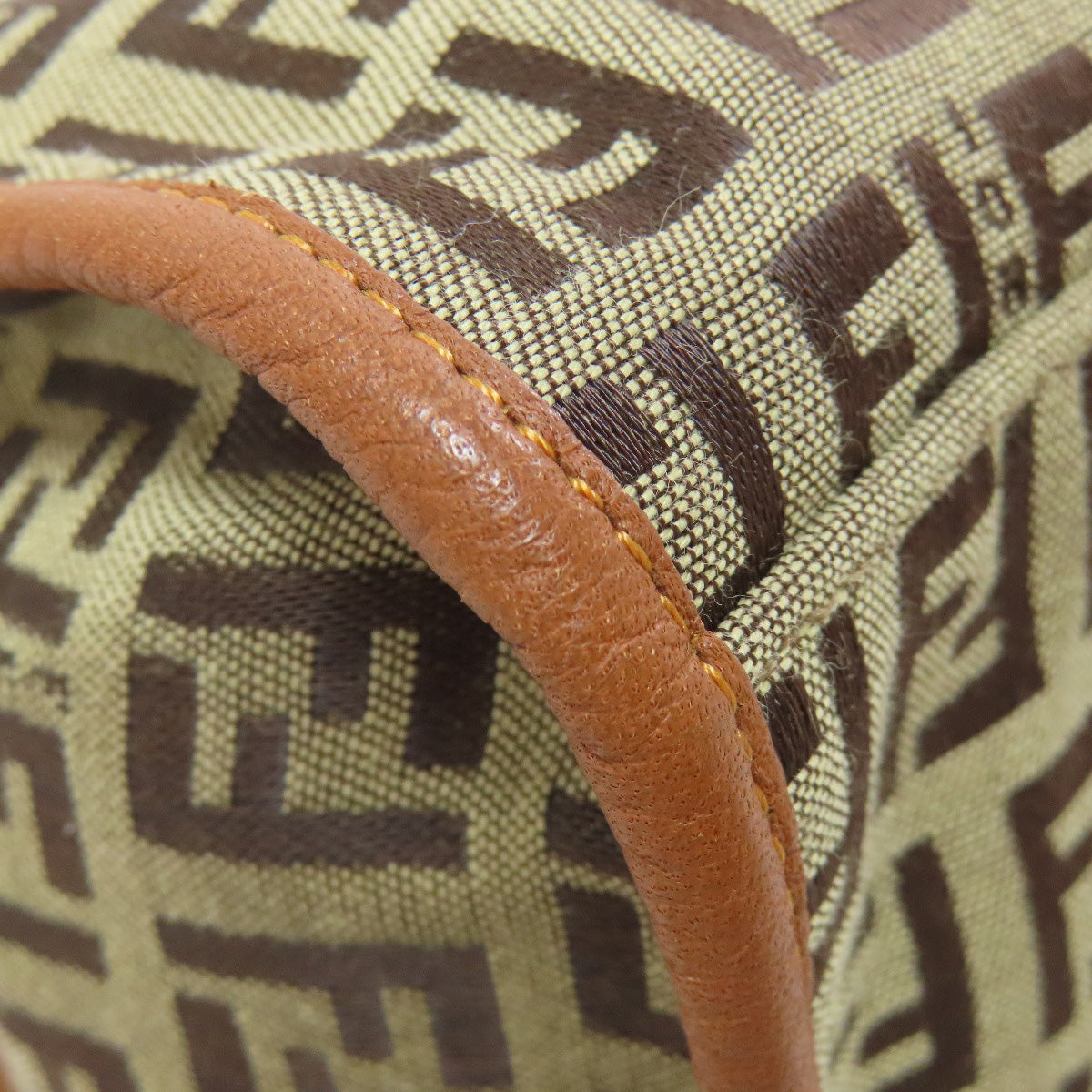 FENDI Handbag canvas Brown Zucca Pattern Women Used Authentic