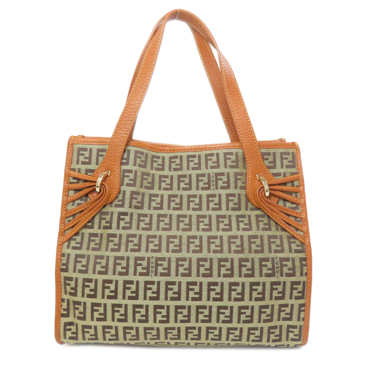 FENDI Handbag canvas Brown Zucca Pattern Women Used Authentic