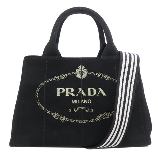 PRADA Handbag canvas black Canapa mini 2 WAY