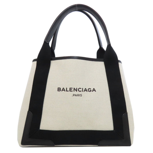 BALENCIAGA Handbag 339933 canvas white Navy kabas Women Used Authentic