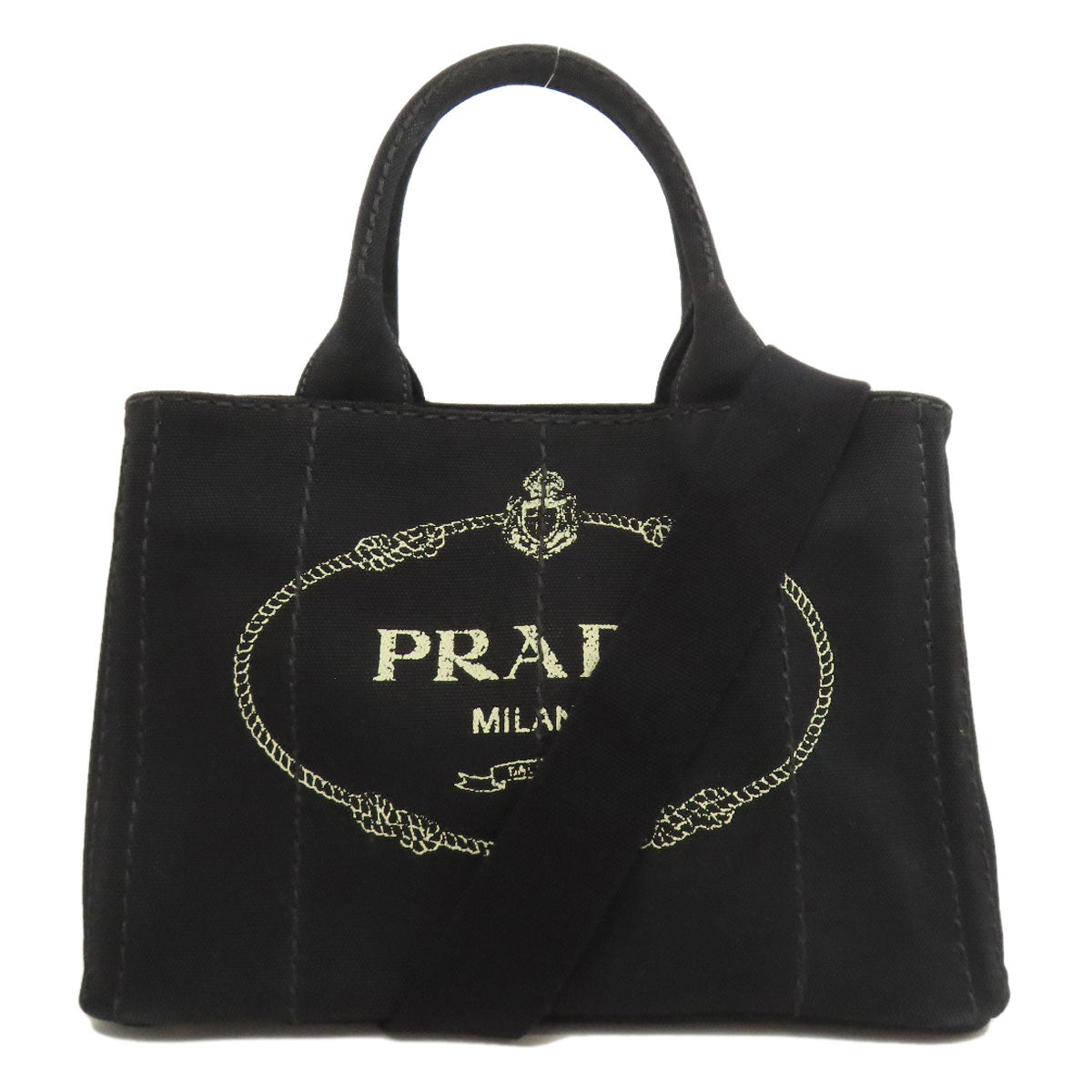 PRADA Handbag canvas black Canapa Mini 2WAY Women Used Authentic