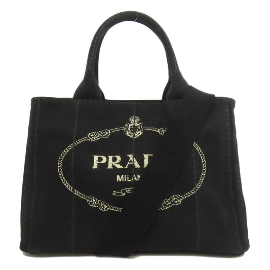 PRADA Handbag canvas black Canapa Mini 2WAY Women Used Authentic