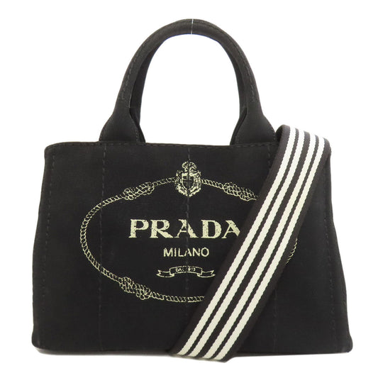 PRADA Handbag canvas black Canapa Mini 2WAY
