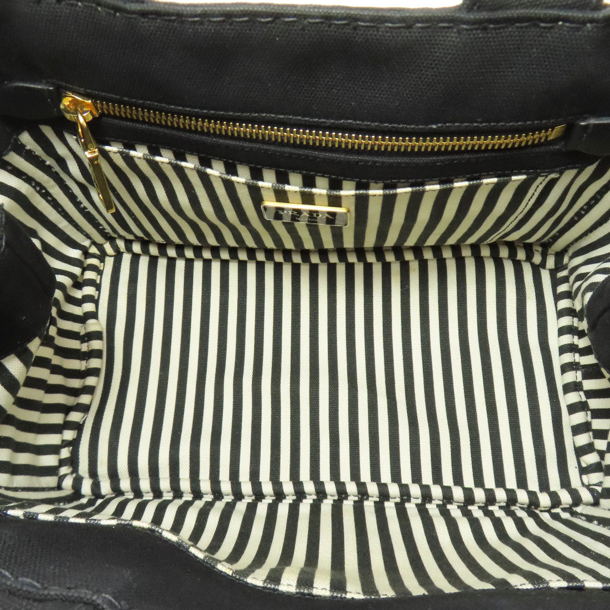 PRADA Handbag canvas black Canapa Mini 2WAY