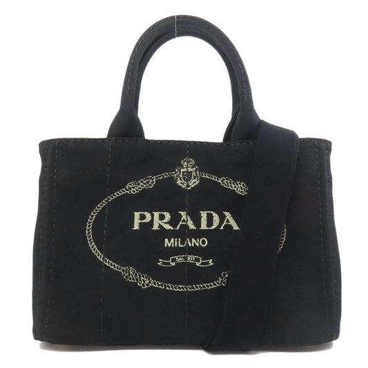PRADA Handbag canvas black Canapa mini 2 WAY