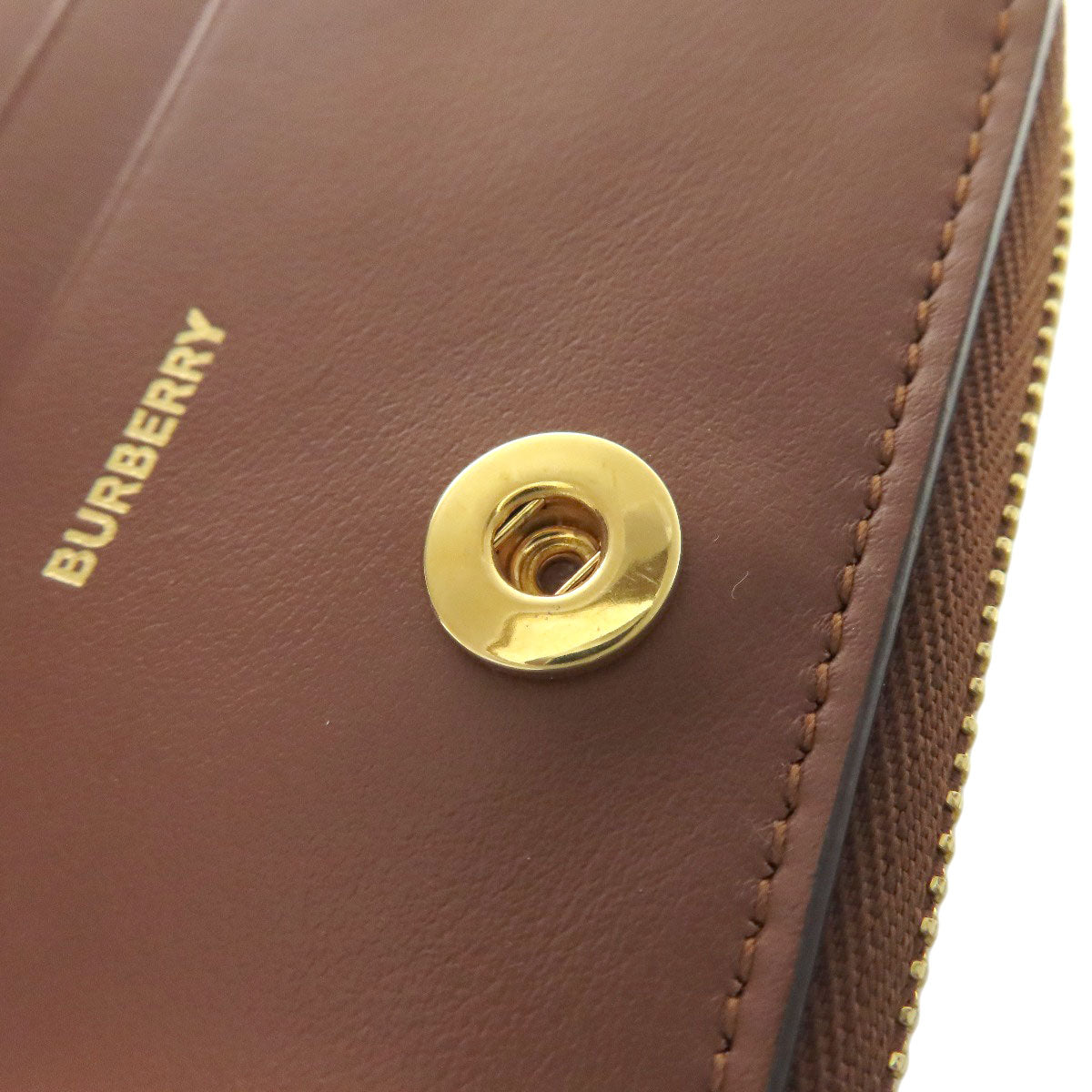 BURBERRY Bifold Wallet leather Brown TB logo pattern Women Used Authentic