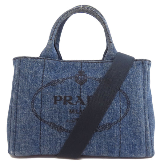 PRADA Handbag denim blue Canapa Mini 2WAY Women Used Authentic