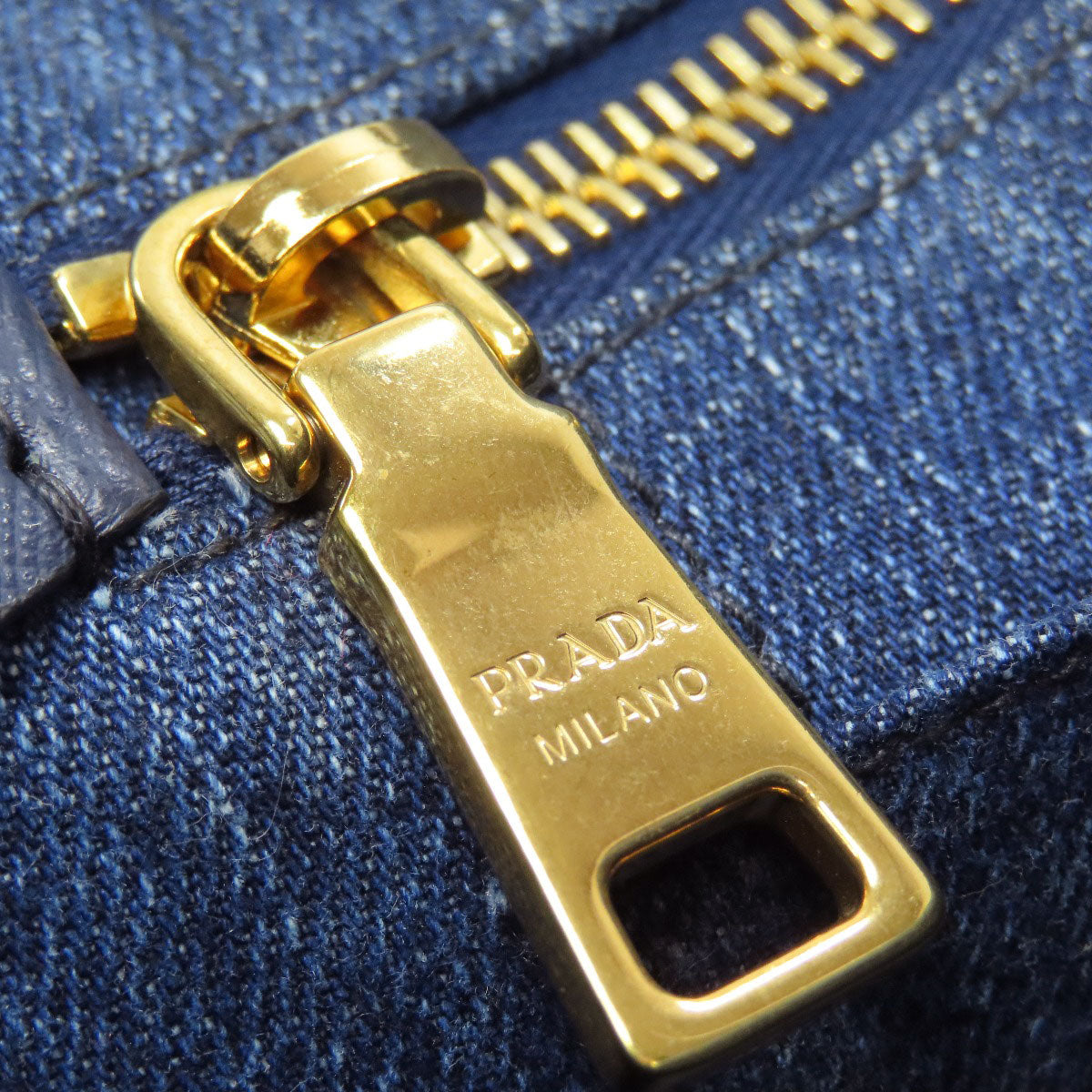 PRADA Handbag denim blue Canapa Mini 2WAY Women Used Authentic