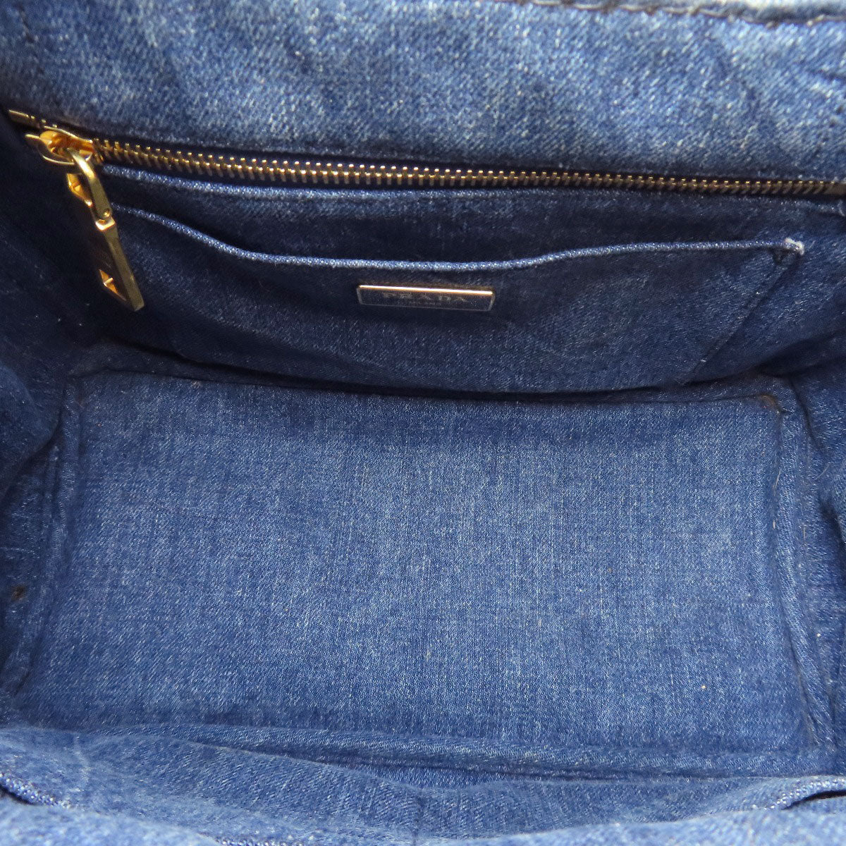 PRADA Handbag denim blue Canapa Mini 2WAY Women Used Authentic