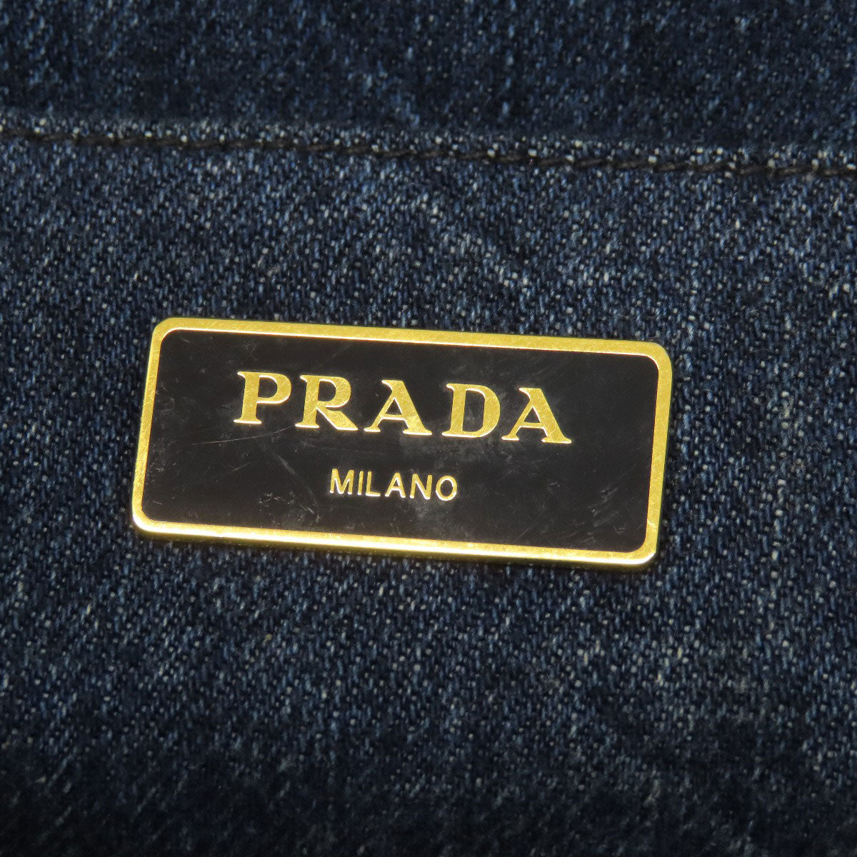 PRADA Handbag denim blue Canapa Mini 2WAY Women Used Authentic