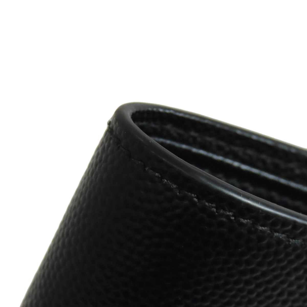 SAINT LAURENT Bifold Wallet leather black logo Women Used Authentic