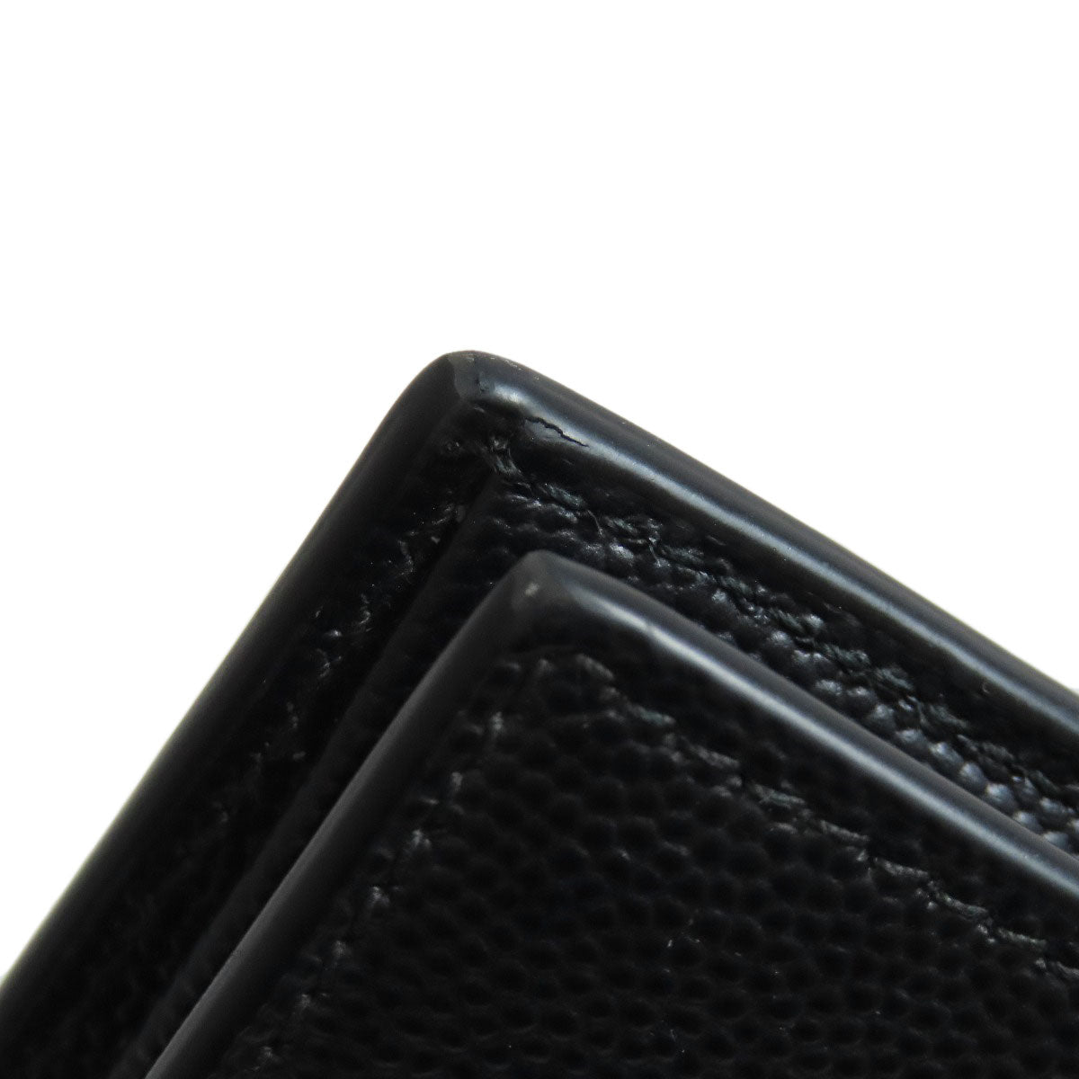 SAINT LAURENT Bifold Wallet leather black logo Women Used Authentic