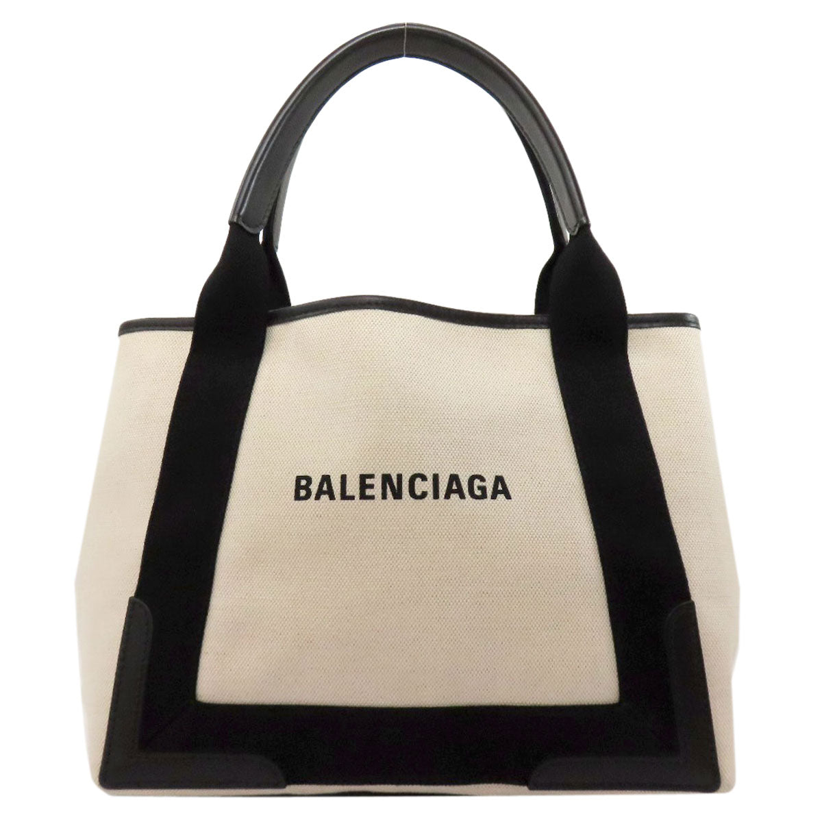 BALENCIAGA Handbag 339933 canvas white Navy Hippo S Women Used Authentic