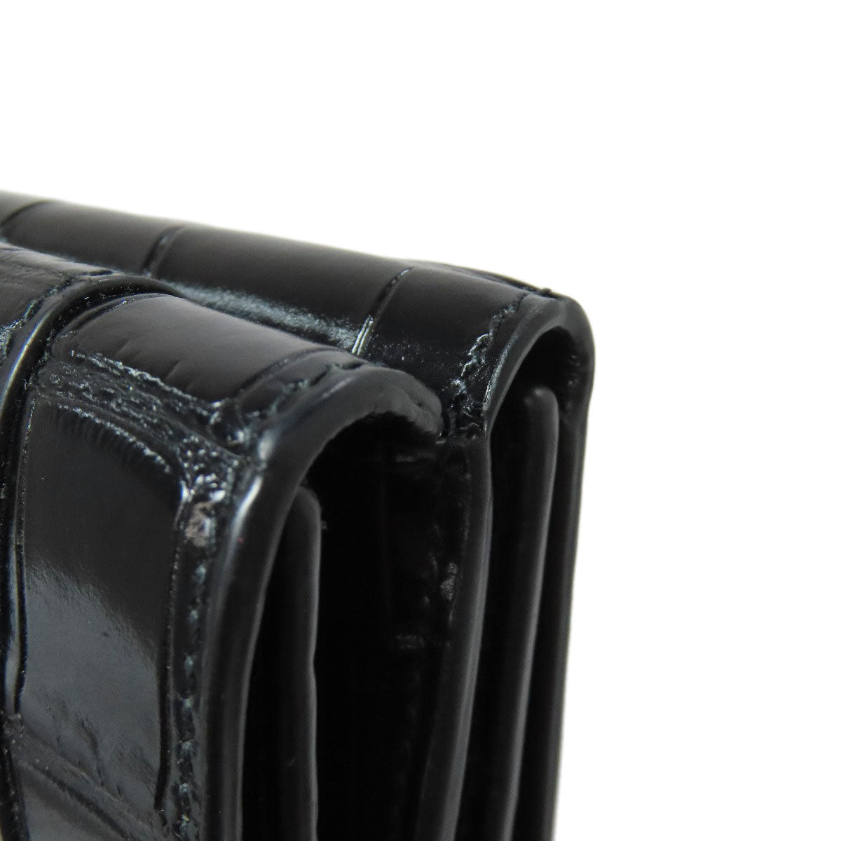 BALENCIAGA Bifold Wallet 600212 leather black B logo embossed Women Used Authentic