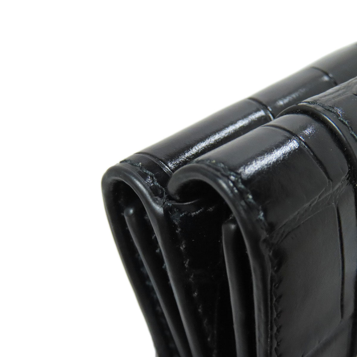 BALENCIAGA Bifold Wallet 600212 leather black B logo embossed Women Used Authentic
