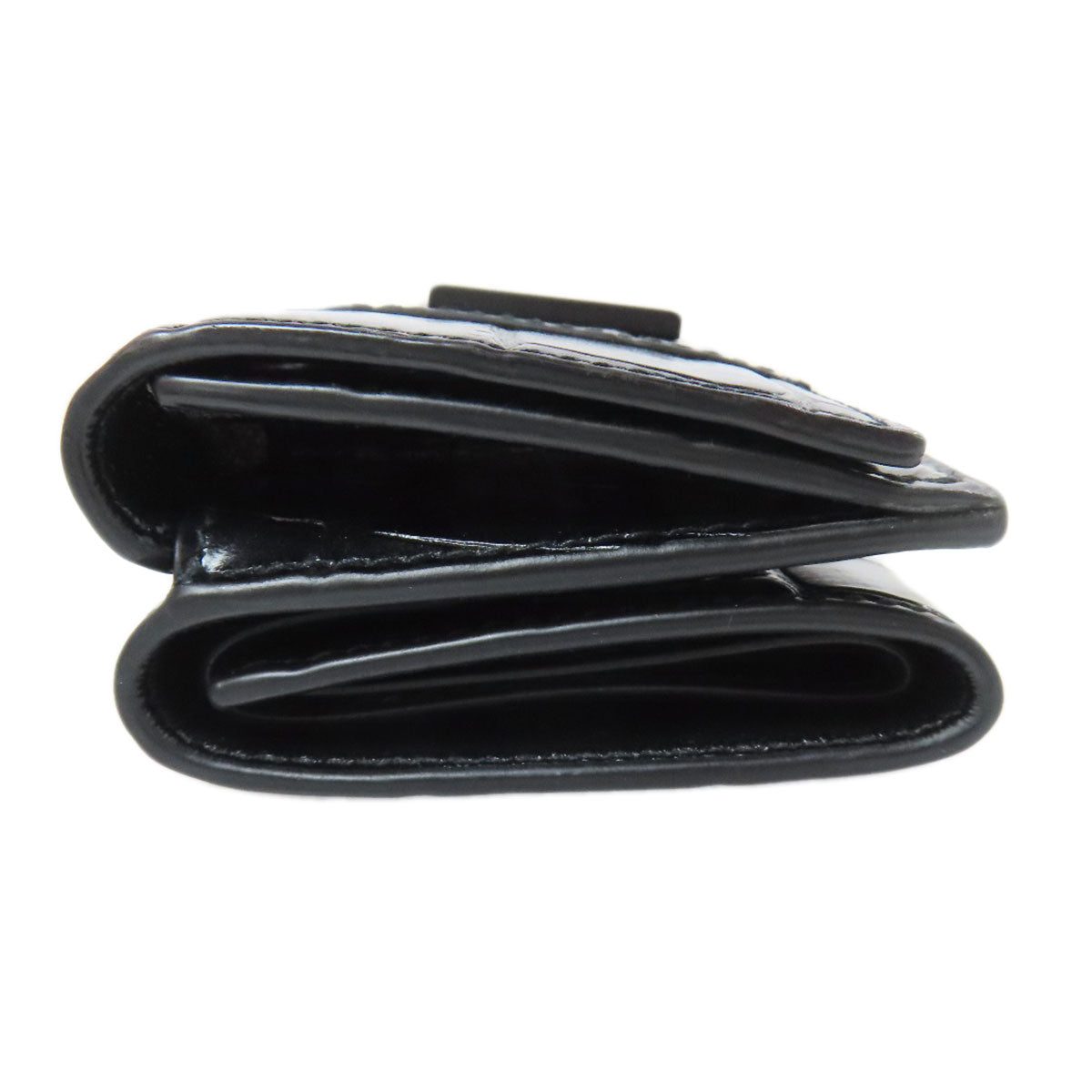 BALENCIAGA Bifold Wallet 600212 leather black B logo embossed Women Used Authentic
