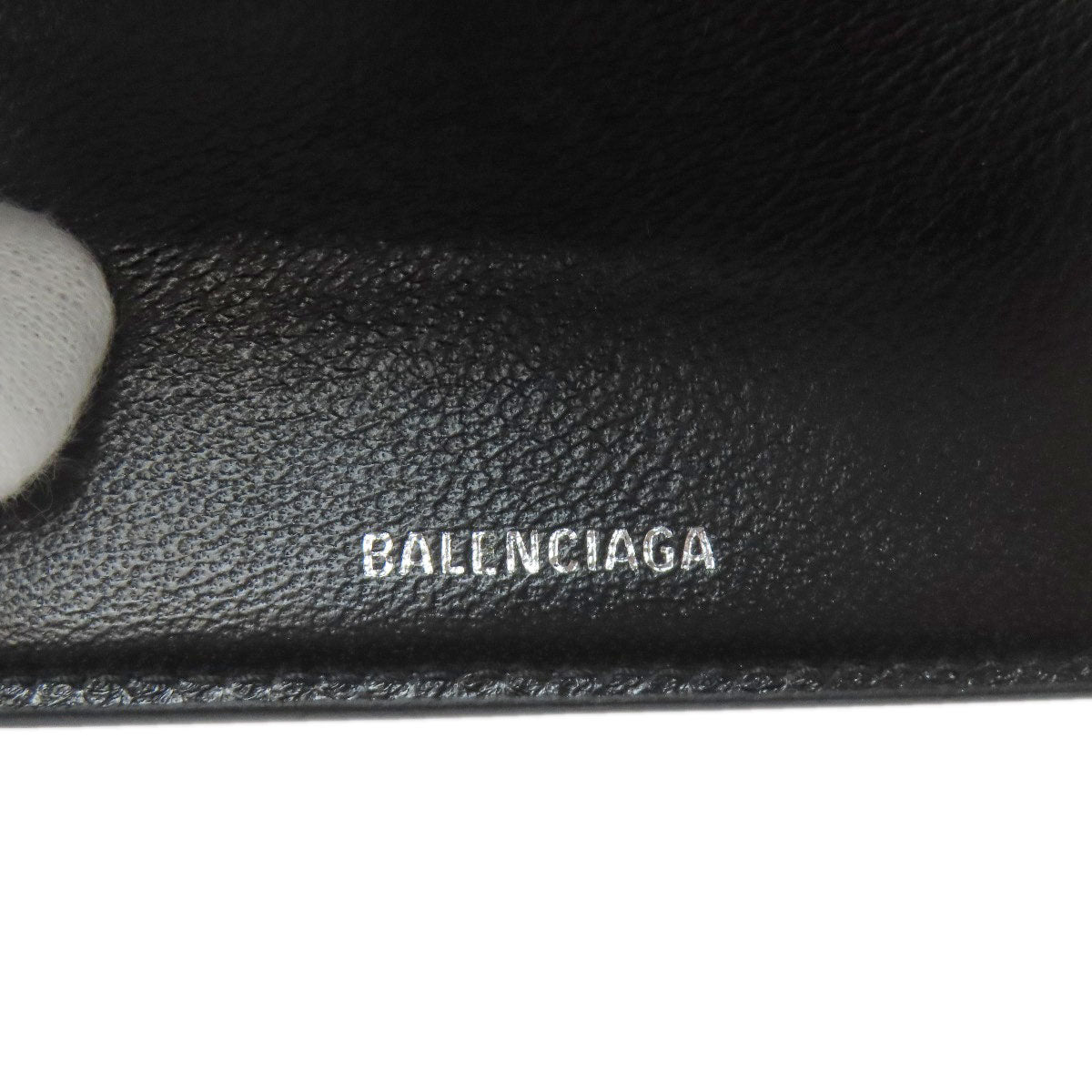 BALENCIAGA Bifold Wallet 600212 leather black B logo embossed Women Used Authentic