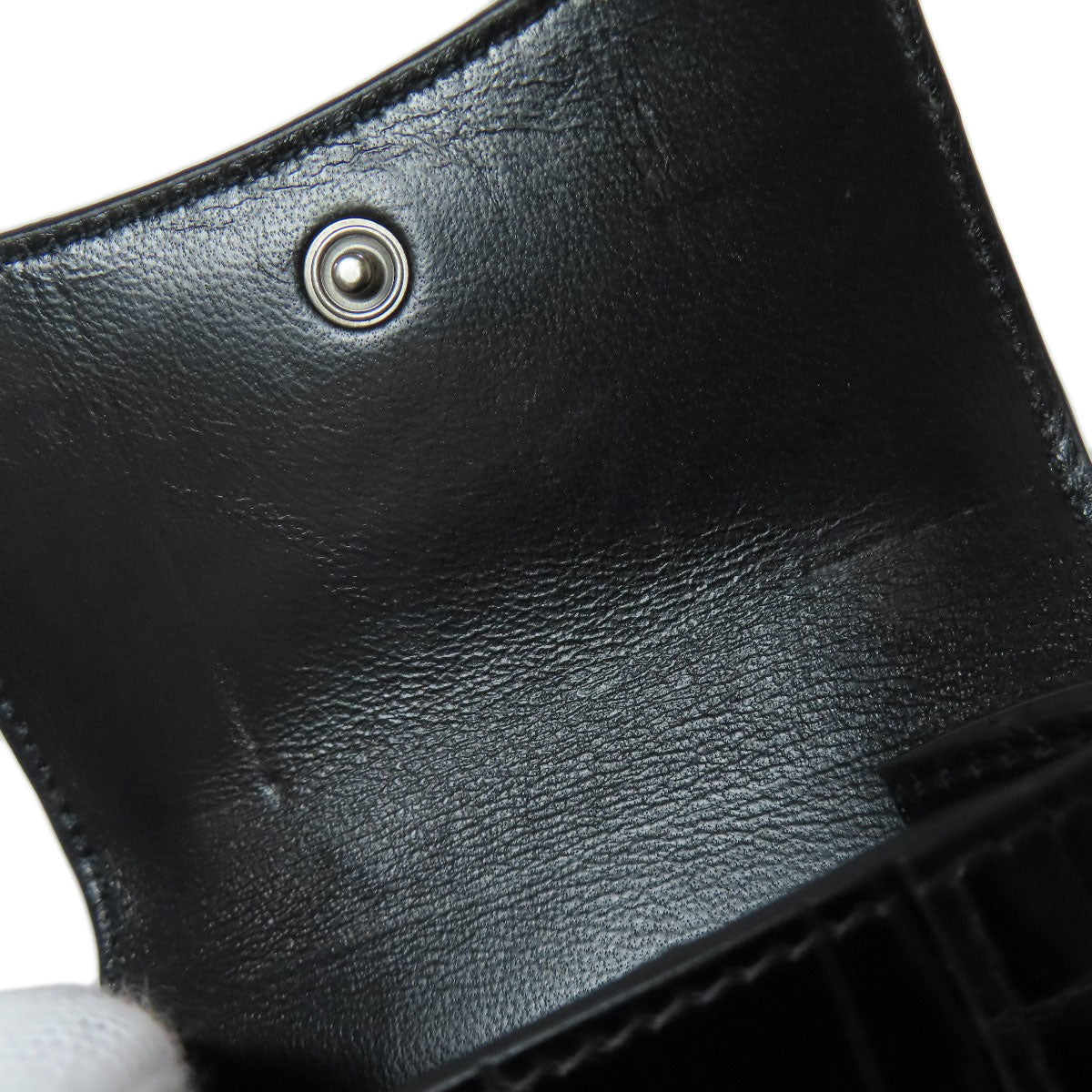 BALENCIAGA Bifold Wallet 600212 leather black B logo embossed Women Used Authentic