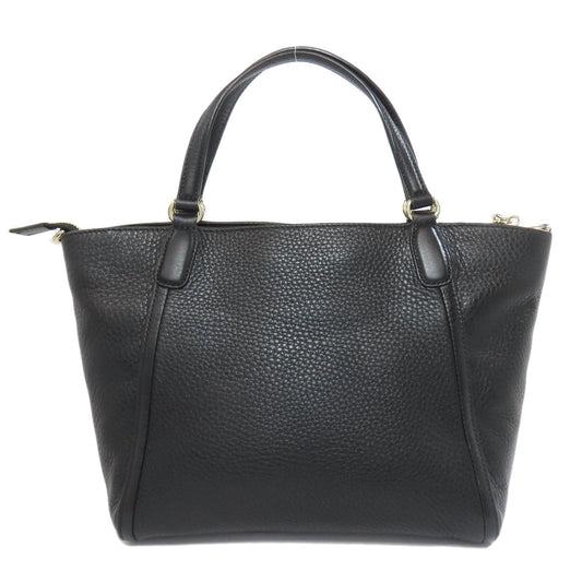 GUCCI Handbag 369176 leather black Soho Interlocking G Women Used Authentic