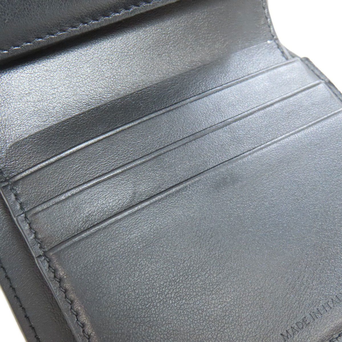 CELINE Bifold Wallet leather black Triomphe Flap Women Used Authentic