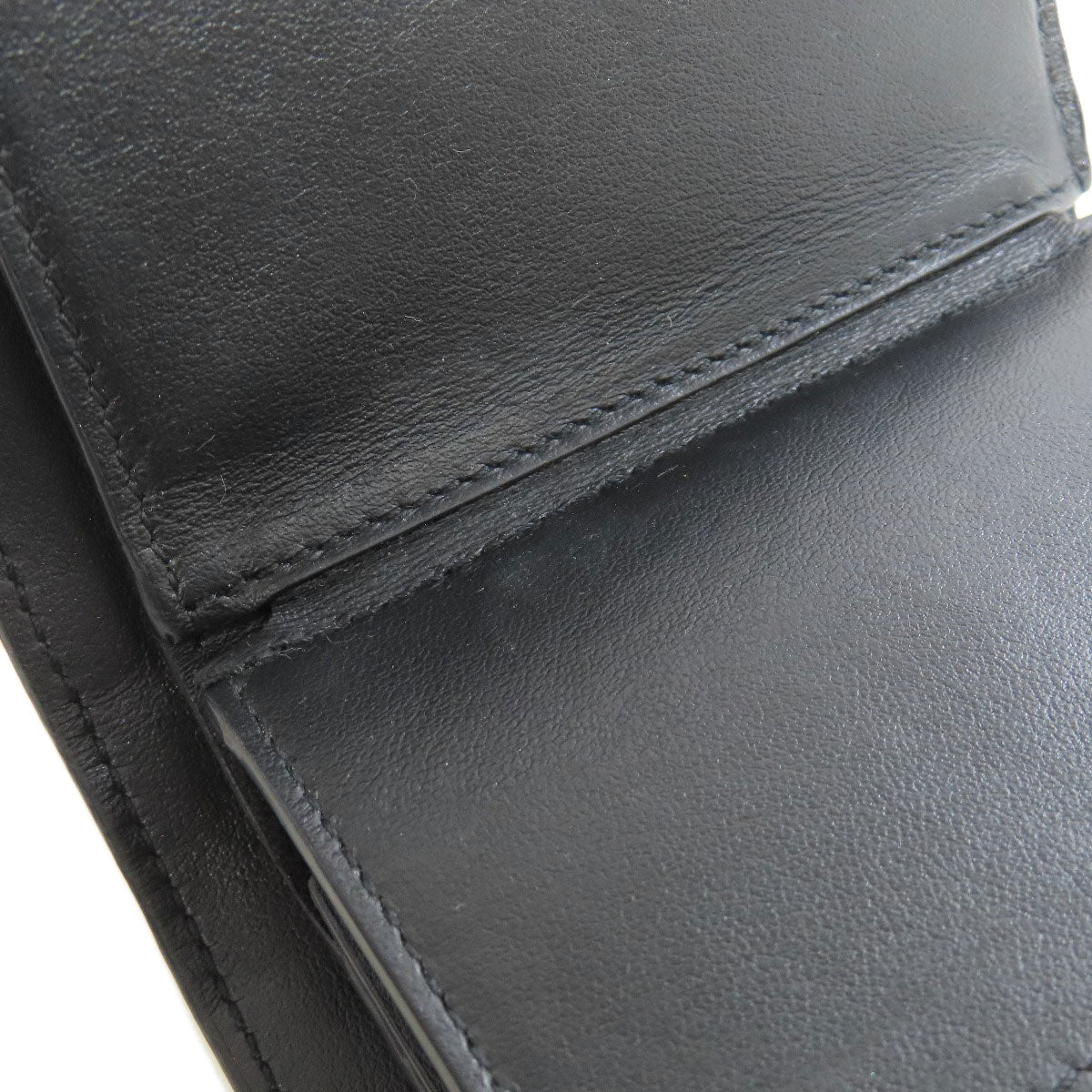 CELINE Bifold Wallet leather black Triomphe Flap Women Used Authentic
