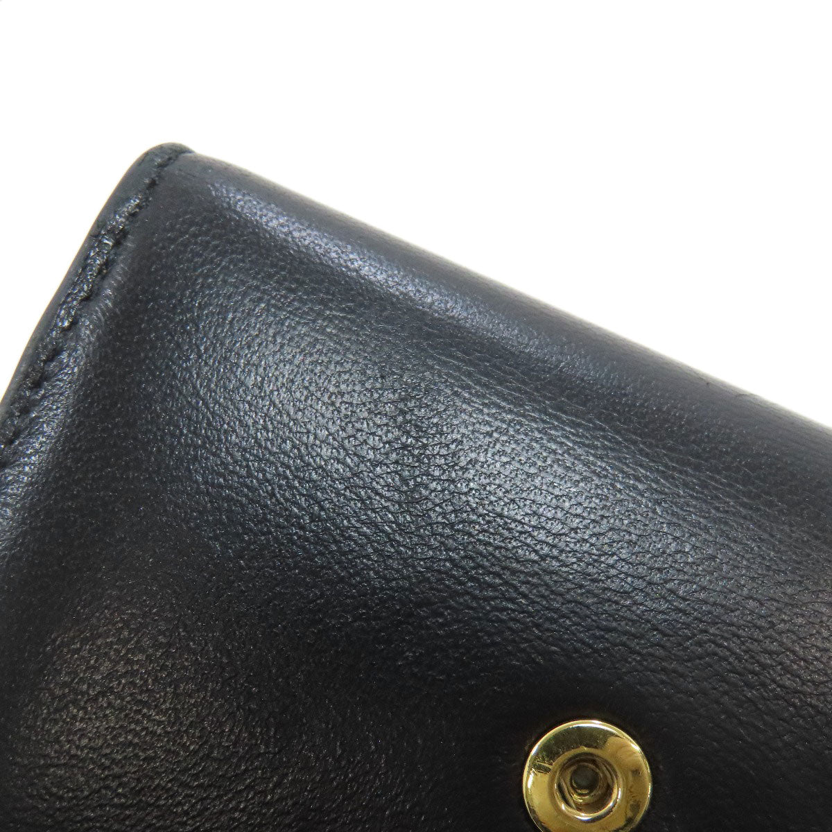 CELINE Bifold Wallet leather black Triomphe Flap Women Used Authentic